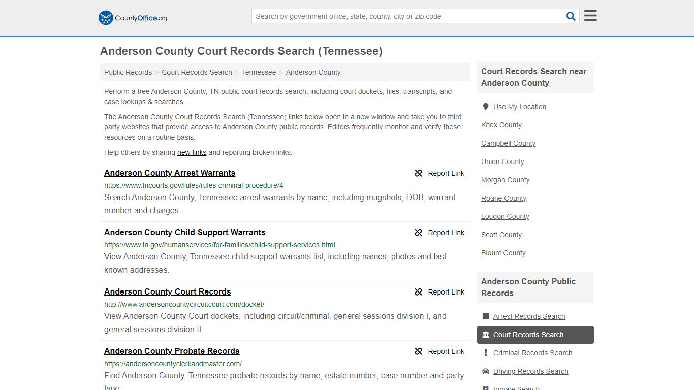 Anderson County Court Records Search (Tennessee) - County Office